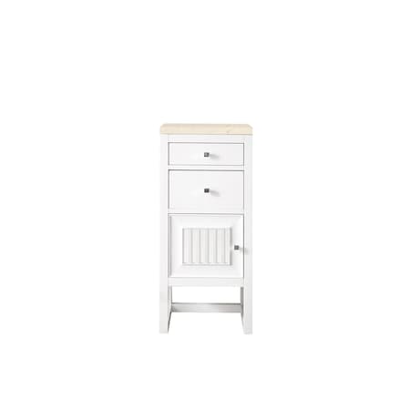 James Martin Vanities Athens 15in Base Cabinet w/ Drawers and Left Door, Glossy White w/ 3 CM Eternal Marfil Top E645-B15L-GW-3EMR
